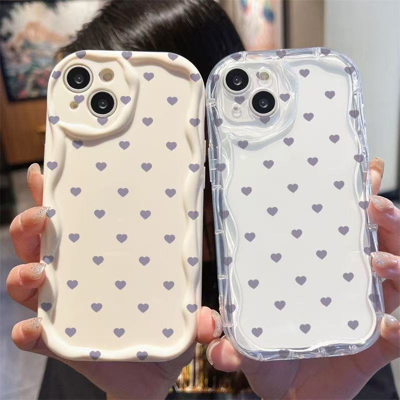 Pantalla completa amor púrpura para iPhone 16 funda para teléfono móvil Apple 15 nuevo 14pro Japón y Corea del Sur 13/12 estilo caliente 11