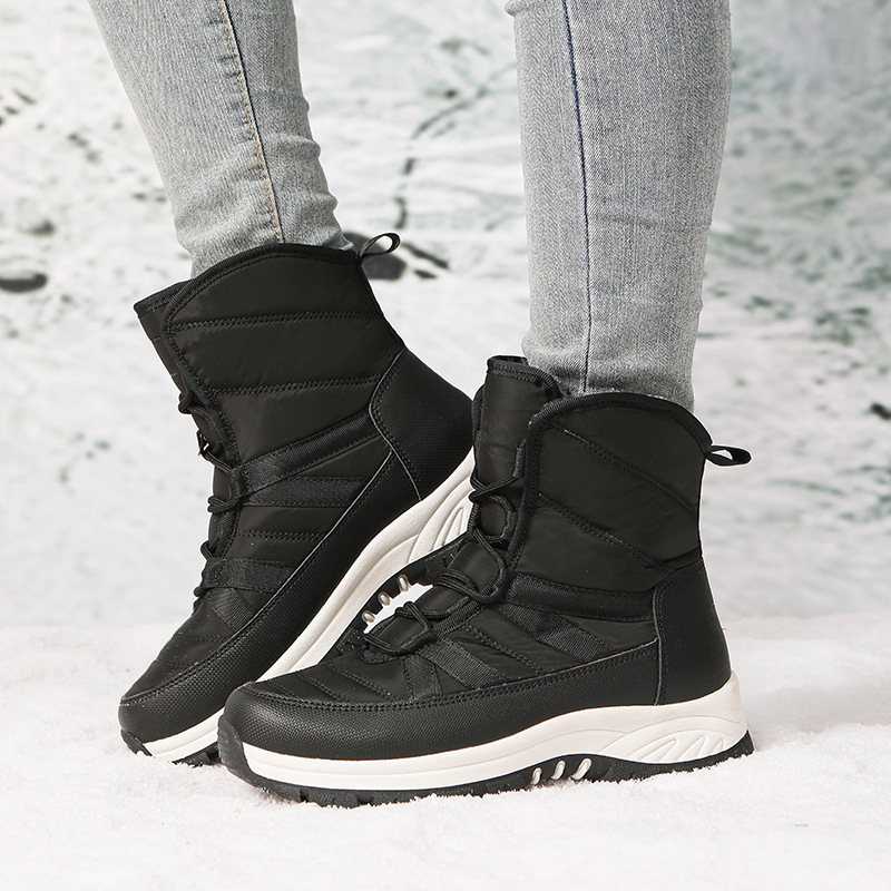 스노우 부츠 여성 부츠 2024 새로운 면화 신발 여성용 겨울 기모 두꺼운 따뜻한 미끄럼 방지 짧은 부츠