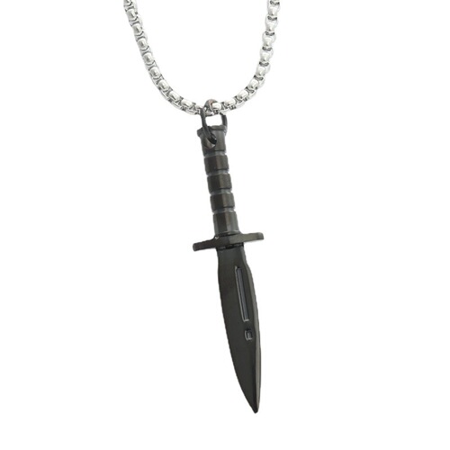 Eurasian Titanium Steel Dagger Pendant Personality Punk Retro Trend Men's Dagger Knife Stainless Steel Necklace Direct Supply Manufacturer