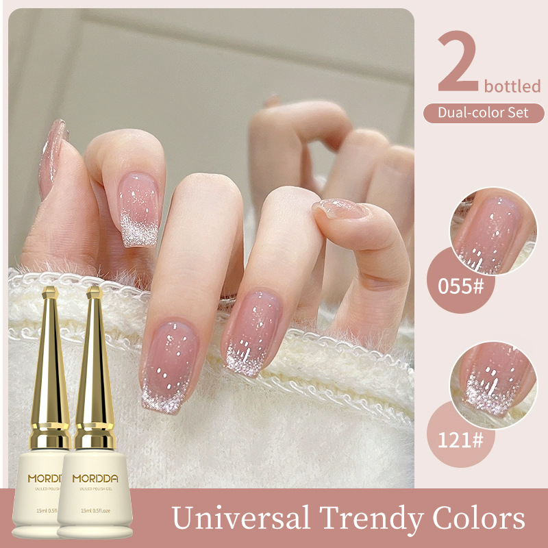 2025 nuevo traje especial de salón de manicura de color popular de color blanco mágico de champán de platino