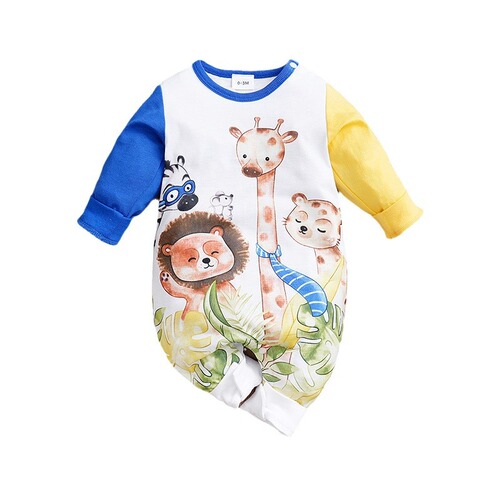 Spring and Autumn Baby Suit Set, Long-Sleeve Cartoon Baby Clothes, Baby Crawling Outfit Dinosaur Ins Style Cross-Border