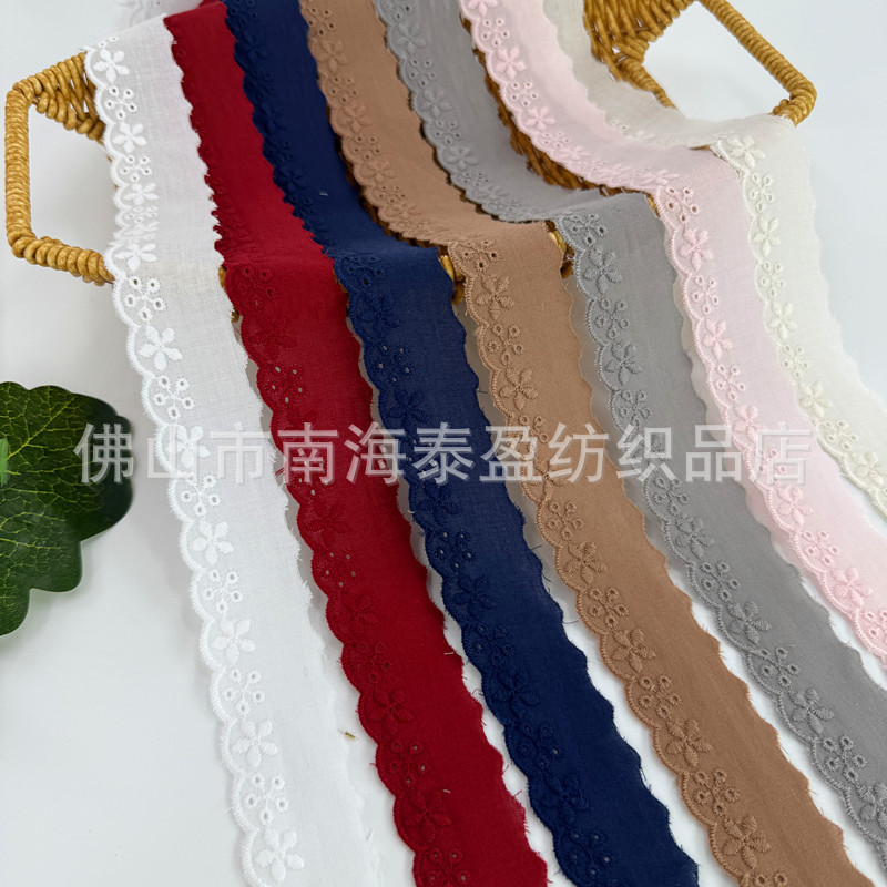 2.8cm Wide Cotton Thread Five-Star Star Pattern Colorful Fine Cotton Lace Embroidery for Clothing Lolita Accessories Home Decor