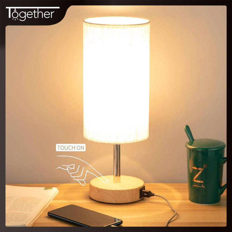 Amazon Cross border Specifically for USB charge Linen Table lamp touch Dimming Table Lamps bedroom Bedside LED Nightlight