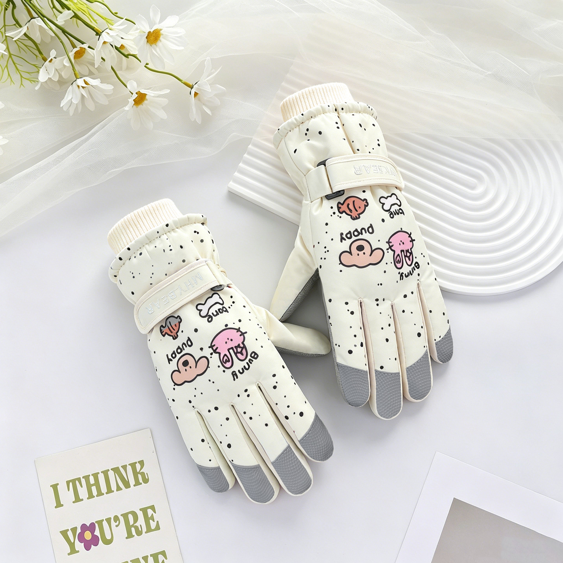 Guantes de esquí para hombres y mujeres en invierno, resistentes al viento y al frío, guantes cálidos con forro polar y engrosados, guantes antideslizantes con pantalla táctil para ciclismo al aire libre
