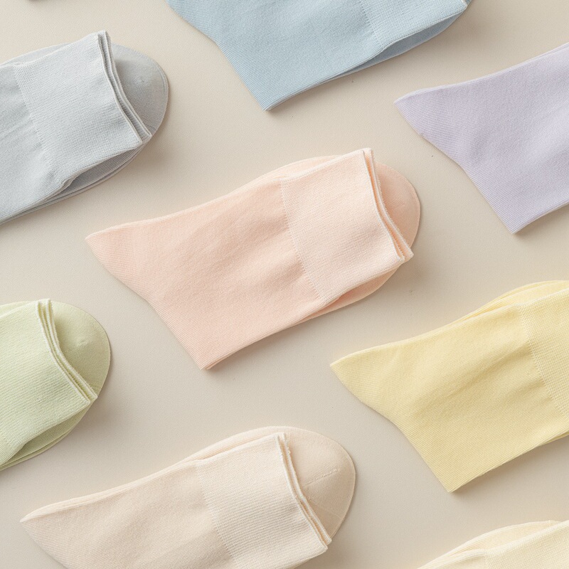 Seamless Spring and Summer Thin Maternity Socks, Loose-Top Women's Socks, Anti-Pilling Pure Color Mid-Calf Combed Cotton Socks, Zhuji