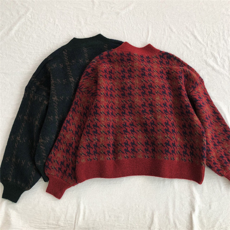 Autumn and Winter New Christmas Thickened Wine Red Sweater for Women's Retro Hong Kong Style, Luxury and Lazy French Style_voghion.com
