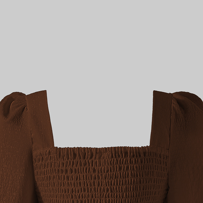 Mädchen Kleid Mit Viereckigem Ausschnitt Und Langen Ärmeln_voghion.com