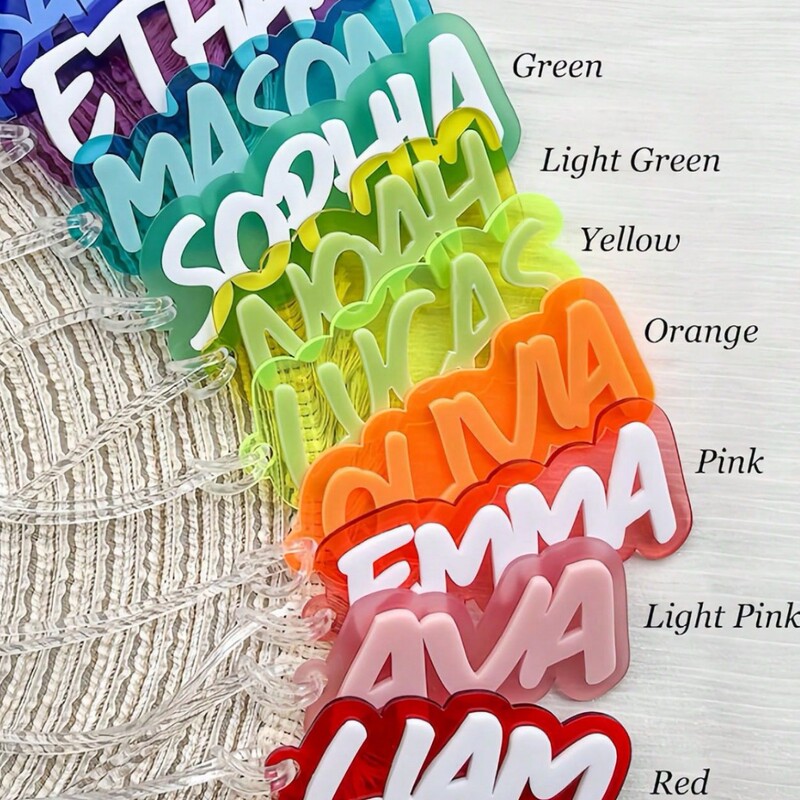 Cross-Border Popular 1 Piece DIY Double Layer Colorful Fashionable Simple Name Couple Backpack Key Pendant Acrylic