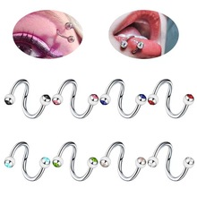 亚马逊 速卖通S形镶钻唇环 鼻环 耳环不锈钢穿刺饰品欧美跨境批发