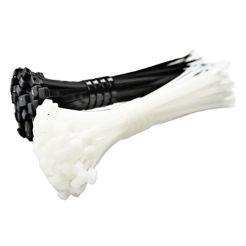 100 piezas de plástico nylon cable tie con especificaciones completas Venta al por mayor estándar nacional vendaje cable tie embalaje neutral ignífugo en stock