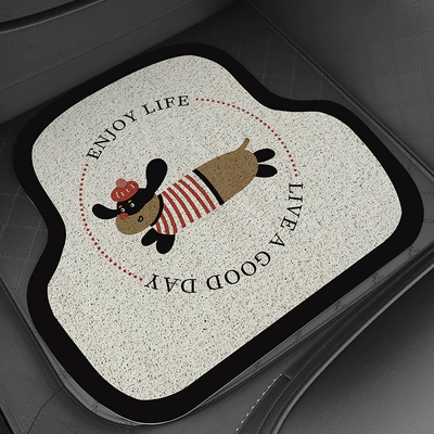 Cute Cartoon Car Anti-Slip Mat Nail Bottom Silk Loop Floor Mat Car Sedan Anti-Slip Mat Soil Foot Mat (Avtomobil döşəmə paspasları) - run-haha-front-pad-vertical-version-6245cm