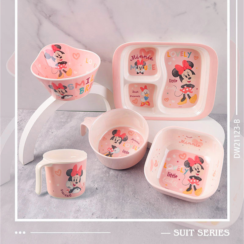 Vajilla infantil auténtica, plato dividido, tazón de resina de melamina con dibujos animados, tazón para comer para bebés, tazón resistente a caídas y al calor