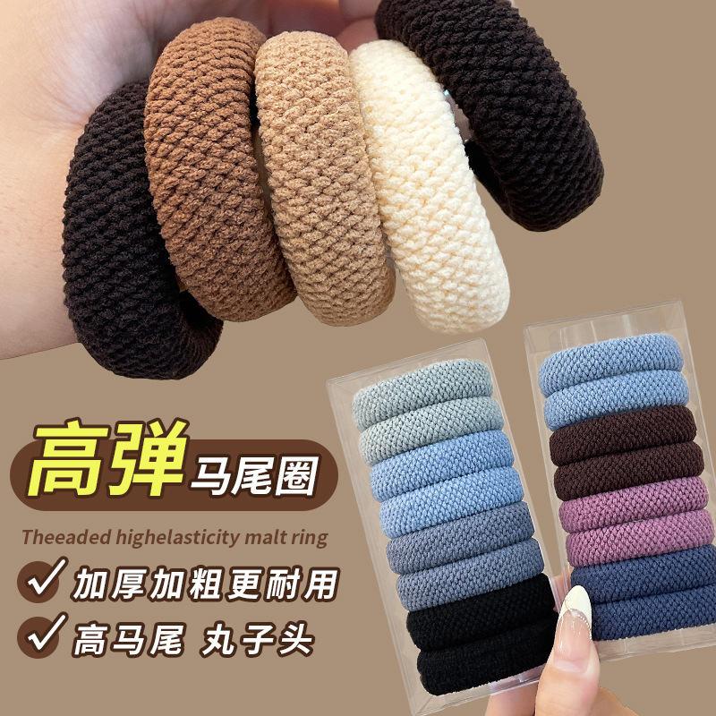 Otoño e invierno cabello de peluche para mujeres 2024 explosión de estilo rojo en línea grueso ensanchado cabello de cola de caballo alto elástico anillo de cabello