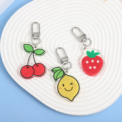 Acrylic Cute Cartoon Fruit Keychain Pendant Decor Korean Style Popular Accessory Car Key Holder