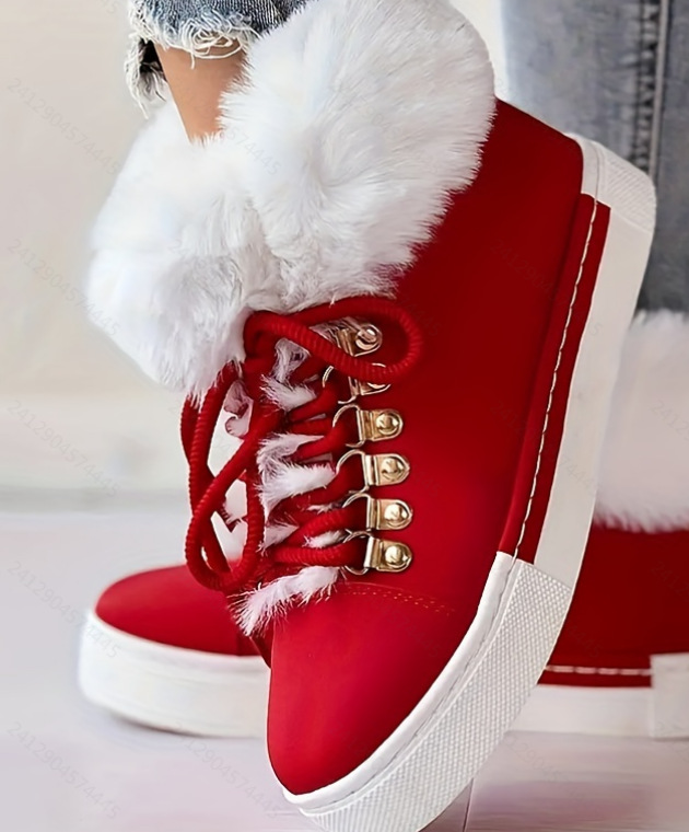 Botas de nieve de cuero de boca de piel larga corta de invierno europeo y americano estilo transfronterizo de las mujeres Comercio exterior más tamaño gruesas botas forradas de lana Temu