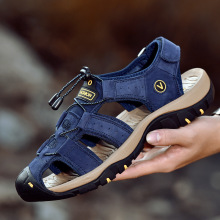 2025凉鞋男真皮鞋大码48夏季休闲鞋韩版潮流软底男士包头沙滩鞋子