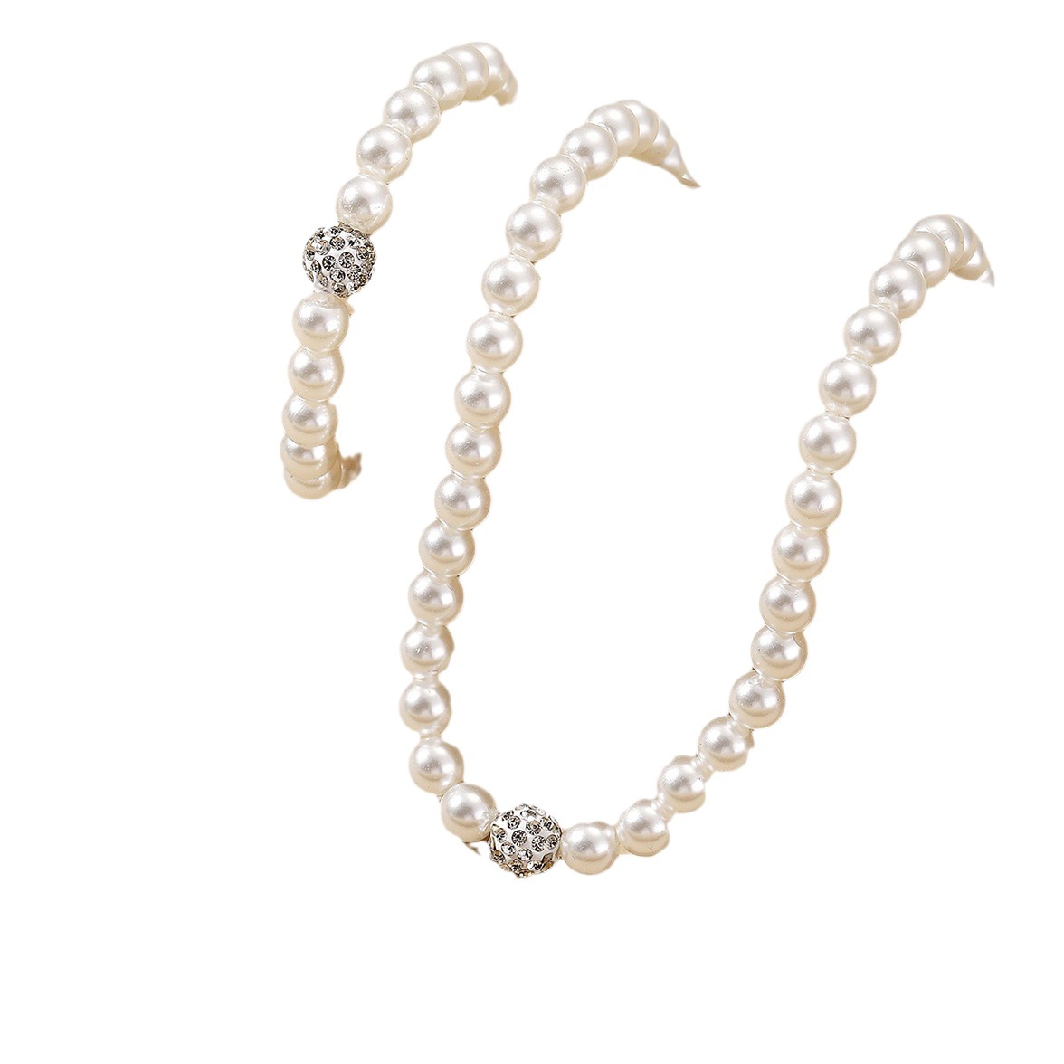 ABS Pearl Jewelry Set Women's Necklace Earrings Bracelet Three-Piece Set Mother Gift Beautiful Wedding Photo Accessories
