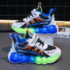 兒童運動鞋2024春秋新款網面透氣男童鞋中大童學生輕便軟底跑步鞋