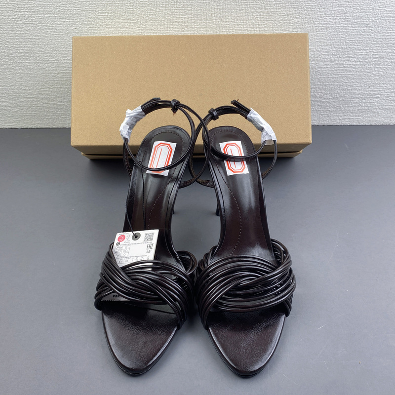 Foreign Trade Women's Shoes Za2026 Summer New Style Open-Back High-Heeled Sandals Brown Cross-Strap Thin Heel Pointed-Toe High Heels Foreign Trade Women's Shoes Za2026 Summer New Style Open-Back High-Heeled Sandals Brown Cross-Strap Thin Heel Pointed-Toe High Heels