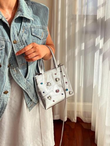  New Water Diamond Bag for Women Mini Handbag Mobile Phone Bag Small Tote Bag Korean Style Versatile Chain Crossbody Bag