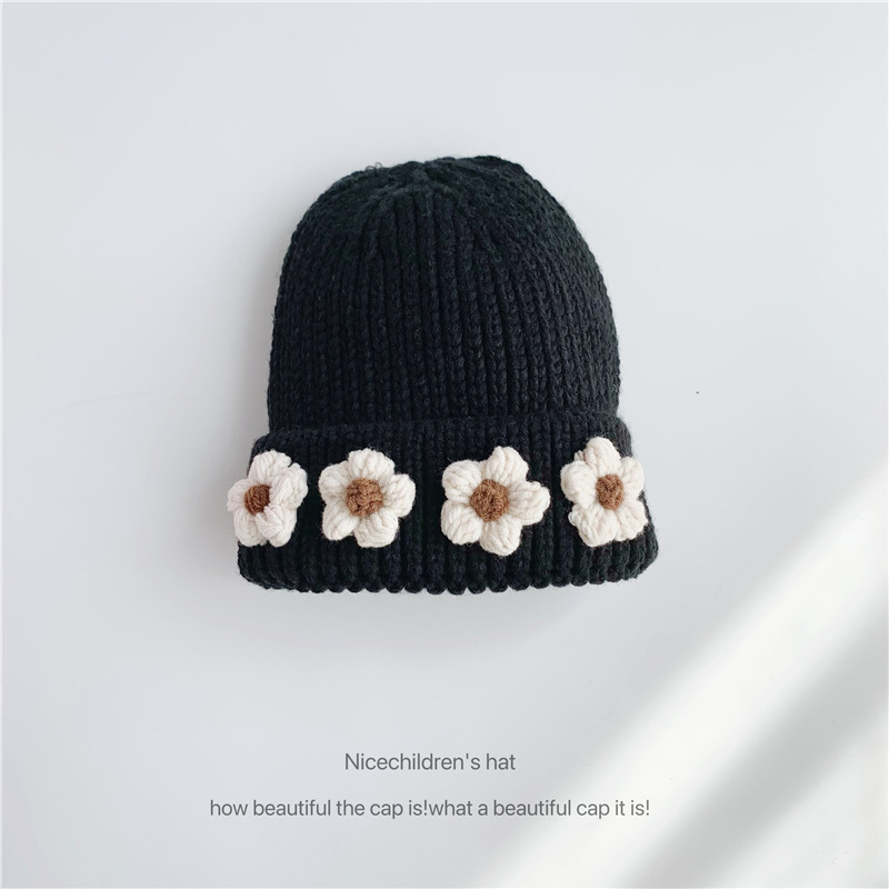Unisex Flower knitted hat ins style women's fall everything autumn winter parent-child warm woolen hat_voghion.com