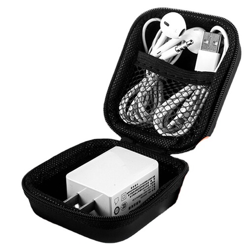 Medium Square Storage Bag with EVA Zipper, Charger and Cable Organizer, Portable EVA Bag, In Stock