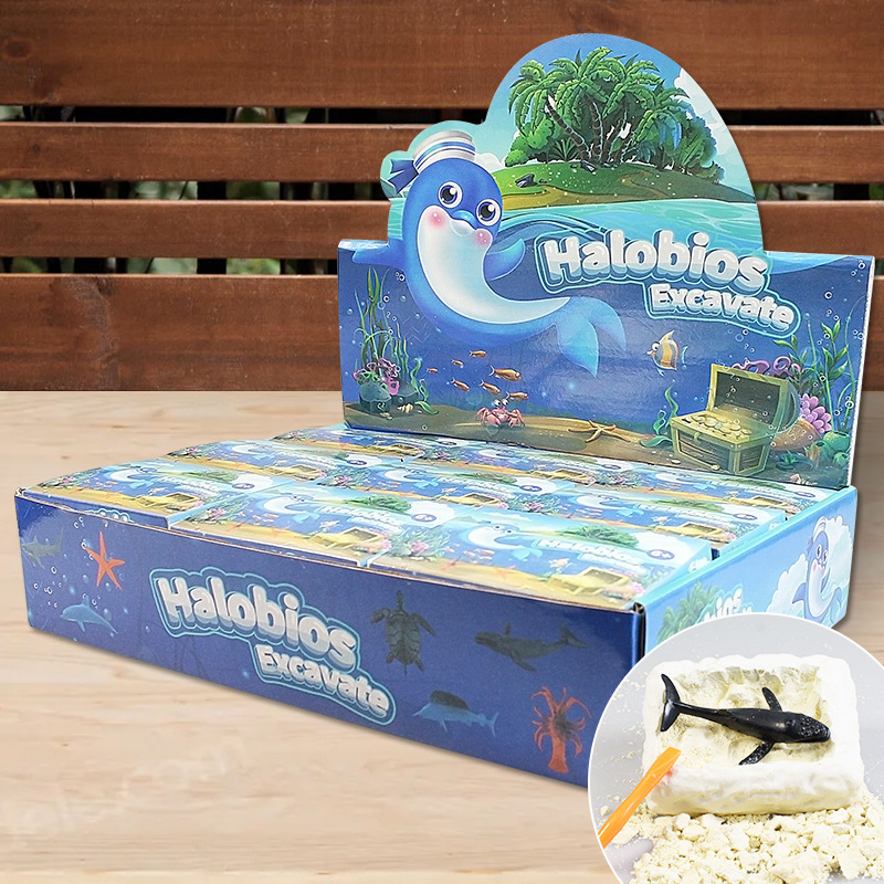 一件代發考古盲盒玩具海洋生物挖掘化石尋寶挖寶藏挖寶地攤批發