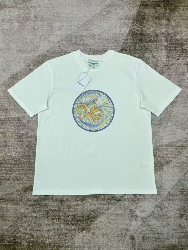 【260g】カサブランカプリント トレンド個性柄 メンズ レディース ゆったり半袖Tシャツ|undefined