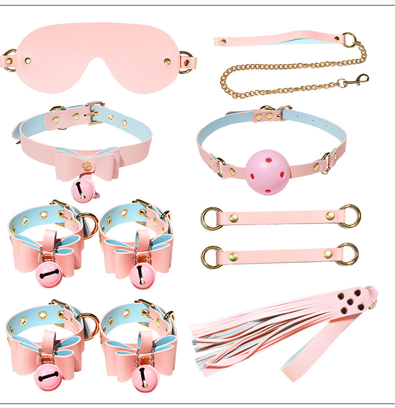 Adult Couple Bondage Kit with Anal Plug, Nipple Clamps and Restraints in Black PU — detail image 28
