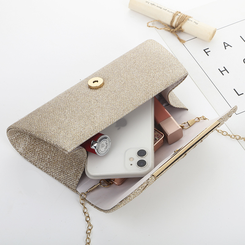 Gold Silver Black Polyester Marble Square Evening Bags display picture 4