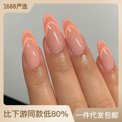 Ins nail wear nail fake nail round head line nail sticker nail sticker finished nail sticker set
