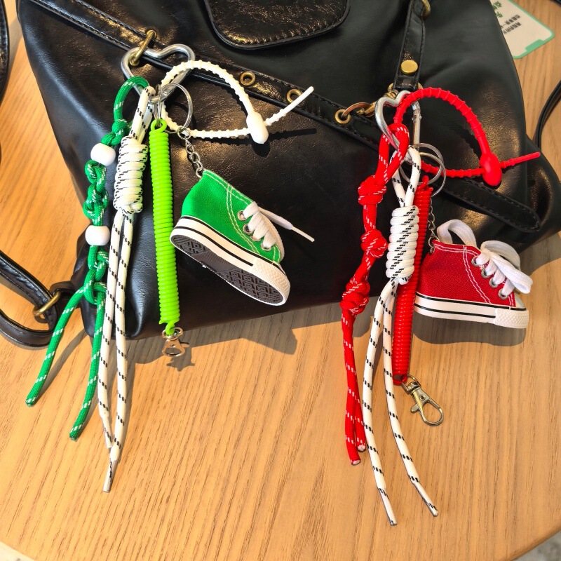Canvas Shoe Pendant Keychain Creative Miu Series Cute Bag Charm Couple Backpack Accessory Graduation Gift