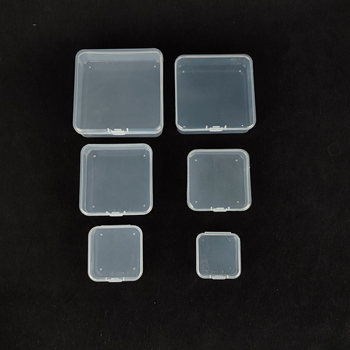 Wholesale square pp plastic box translucent jewelry stationery packaging box small things box parts storage box with lid