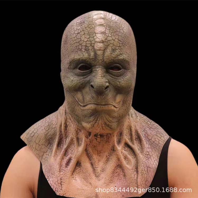 Halloween horror demonio fantasma cara máscara serpiente demonio lagarto realista sombrero divertido mal miedo rendimiento props
