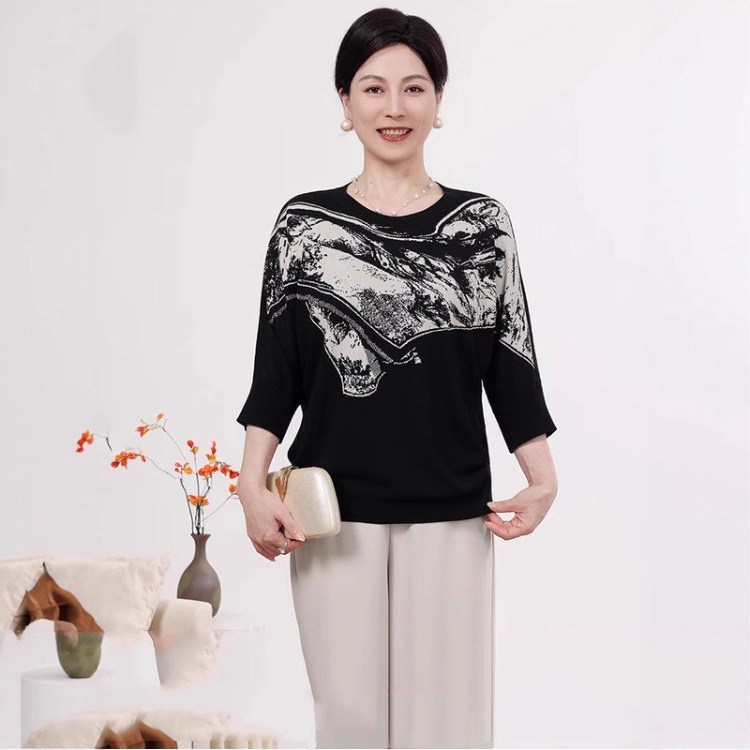 2025秋款妈妈装中老年小衫套装洋气休闲百搭时尚上衣两件套洋气|undefined