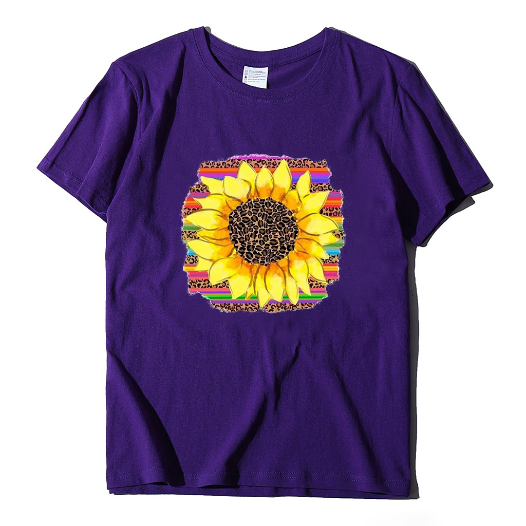 Women's T-shirt Short Sleeve T-shirts Printing Simple Style Sunflower display picture 1