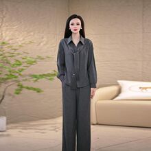 加厚磨毛软精纺套装2026春新款洋气两件套时尚妈妈装上衣阔腿裤
