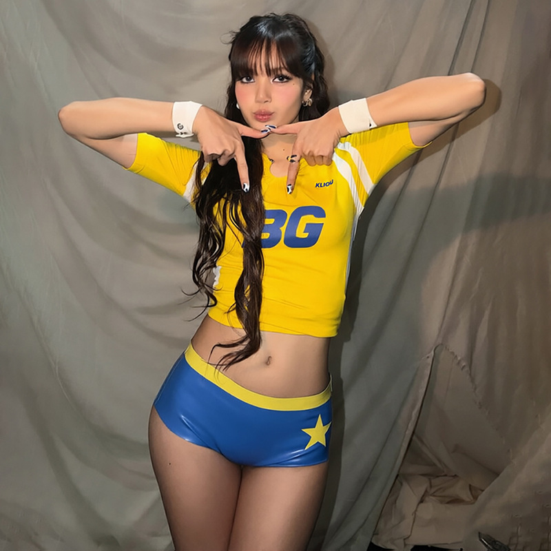 2026 Summer New Women's Clothing Lisa's Same Style 2026 World Cup Fashion Street Print Round Neck Top and Shorts for Women
