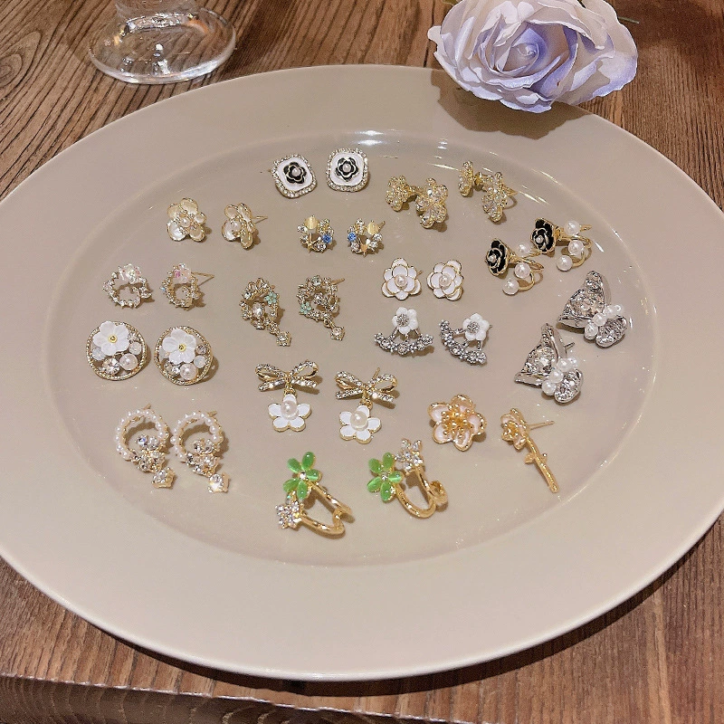 Серебряная игла, свежие универсальные серьги из жемчуга, серебро 925 пробы, цветочные, интернет-знаменитость