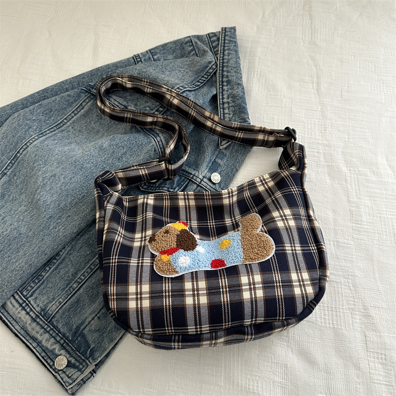 Bolsa de lona a cuadros bolso de mujer 2024 nuevo estilo estilo estilo de moda coreano estilo académico bolso especial bolso de mochila casual de gran capacidad