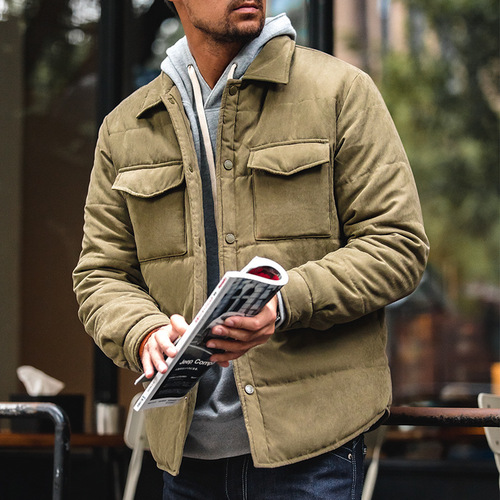 Madden workwear American casual double-sided peach skin cotton coat skin-friendly warm and thickened cotton jacket short coat for men in autumn and winter