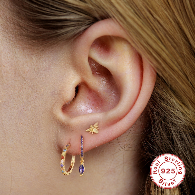 Drop Earrings Classification 1 Pair Quantity 1 Pair Fashion Water Droplets Sterling Silver Inlay Zircon Drop Earrings