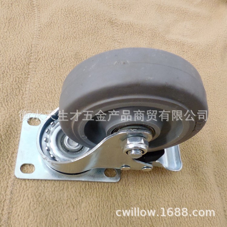 4寸平顶医疗脚轮 静音双轴承医疗脚轮 刹车医疗脚轮