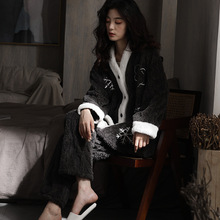 睡衣女冬季舒棉绒女黑色加厚家居服可外穿大码睡裤直筒洋气超好看