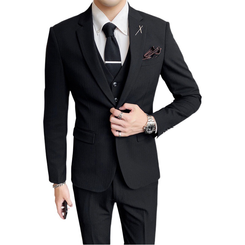男性のスーツのスーツのビジネススーツの3つのセットの青年のファッションの1粒のボタンの西の新郎の服の連れ合いのスーツ