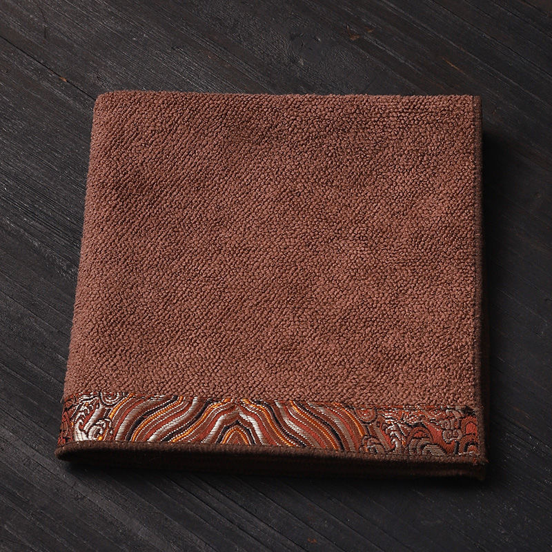 Hongshang Embroidered Cotton and Linen Tea Towel Japanese Chinese Kung Fu Tea Ceremony Absorbent Thickened Tea Cloth Square Fine Tablecloth Accessories