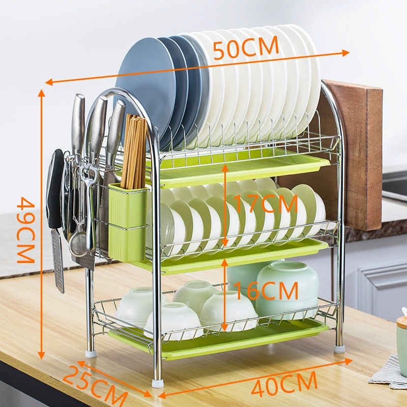 Kitchen storage rack floor-mounted multi-layer storage drainage dish rack double-layer bowl tableware storage bowl rack reality