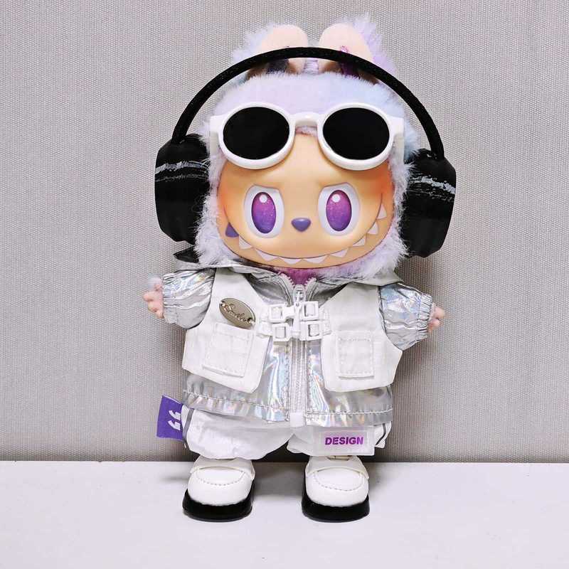 Labubu ベビー服シルバーフェイクツーピースウインドブレーカーシューズセット 15cm17cm Labubu ベビー服に適しています|undefined