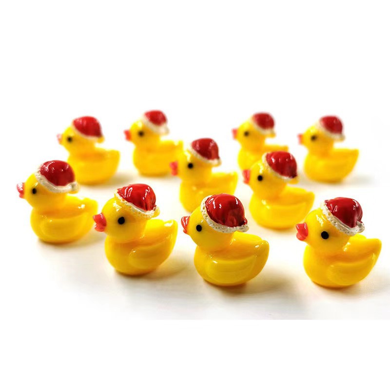 Christmas Little Yellow Duck Internet Celebrity Mini Christmas Duck Car Ornaments Cute Resin Creative Handmade Ready Stock