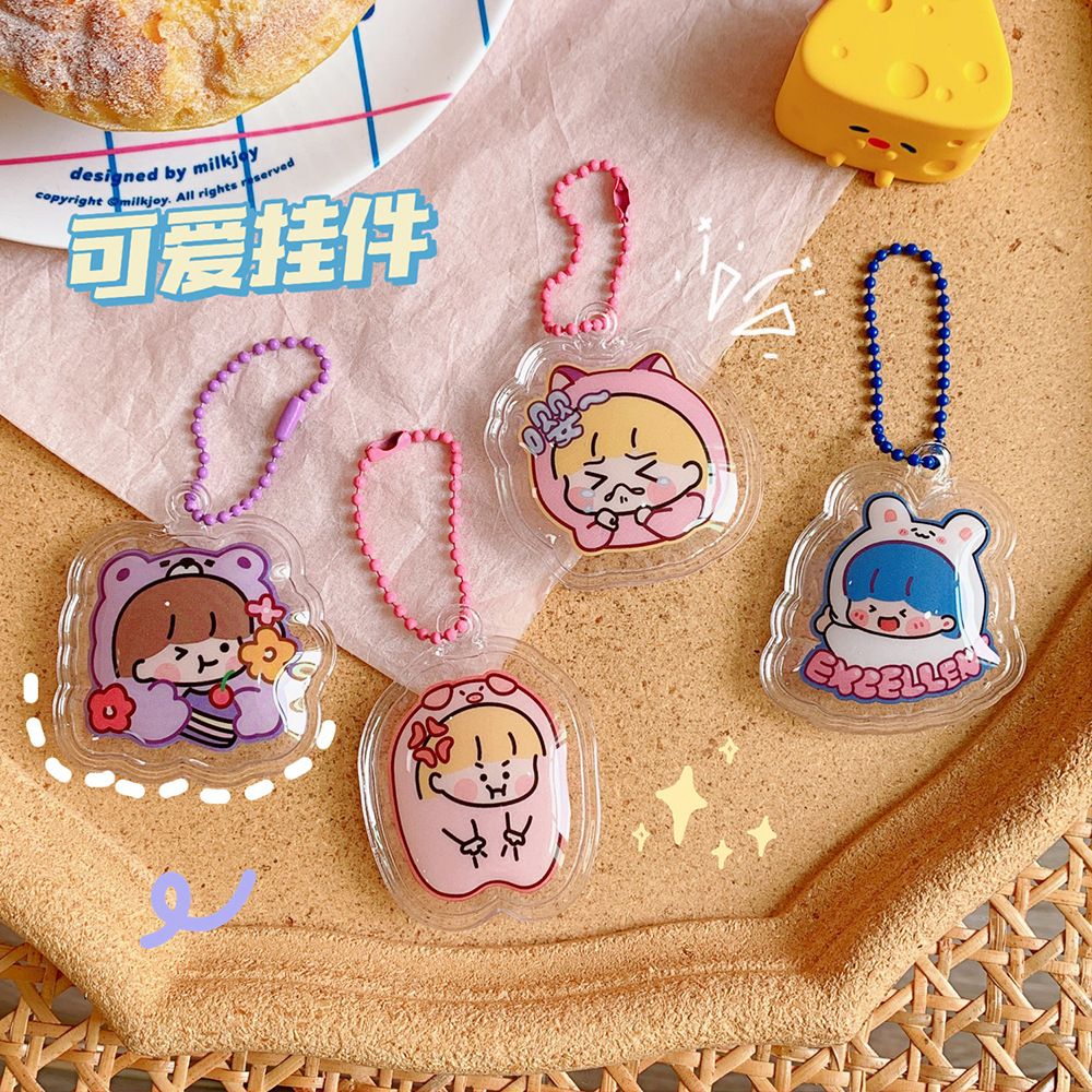 solar system girl transparent Cartoon Girl Pendant ins three-dimensional Bag decorate parts student lovely Key buckle